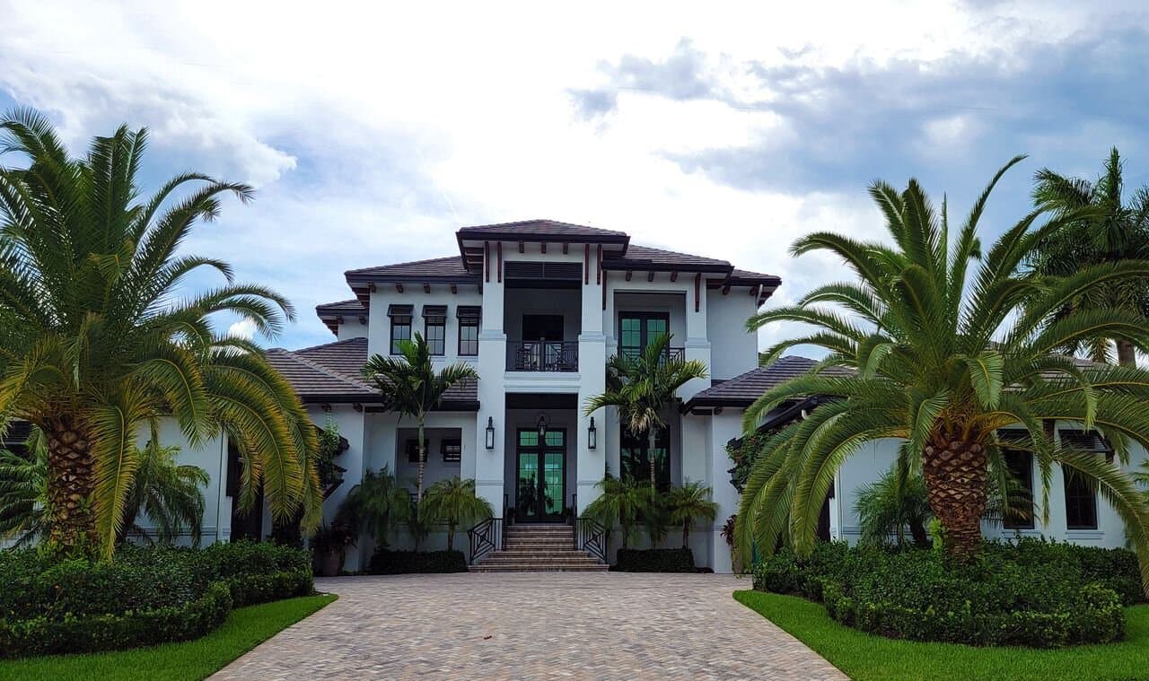 Luxury hillside estate above the Pacific Ocean at dusk